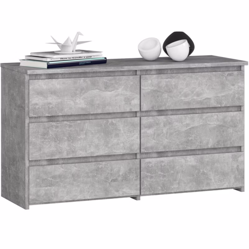 Komoda Akord CL100 Szary Beton 100 cm 6 szuflad kolor Beton mat 100x35x57 cm 1 szt.