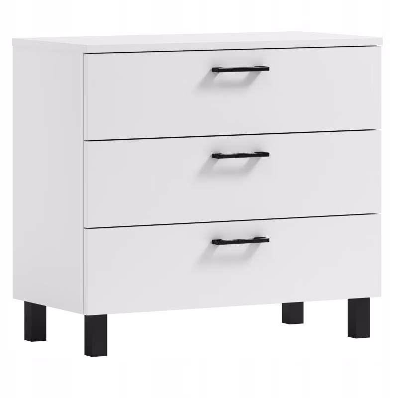 Komoda Nela 80 ADK MEBLE z 3 szufladami blat 16 biała (W2) 1 szt.