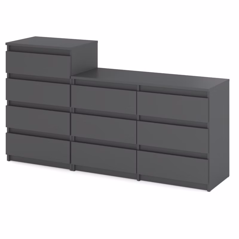 Komoda Z 10 Szufladami Stiv-Meble Szary Mat Zestaw Komód 160X33,5X92,5 cm 1szt.