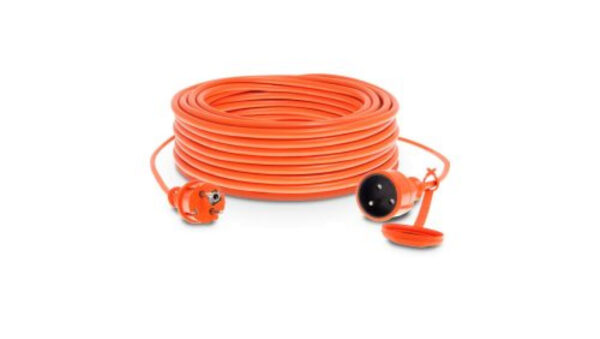 Przedłużacz ogrodowy 1-gniazdo z/u 10m /H05VV-F 3×1/ 10A IP44 pomarańczowy