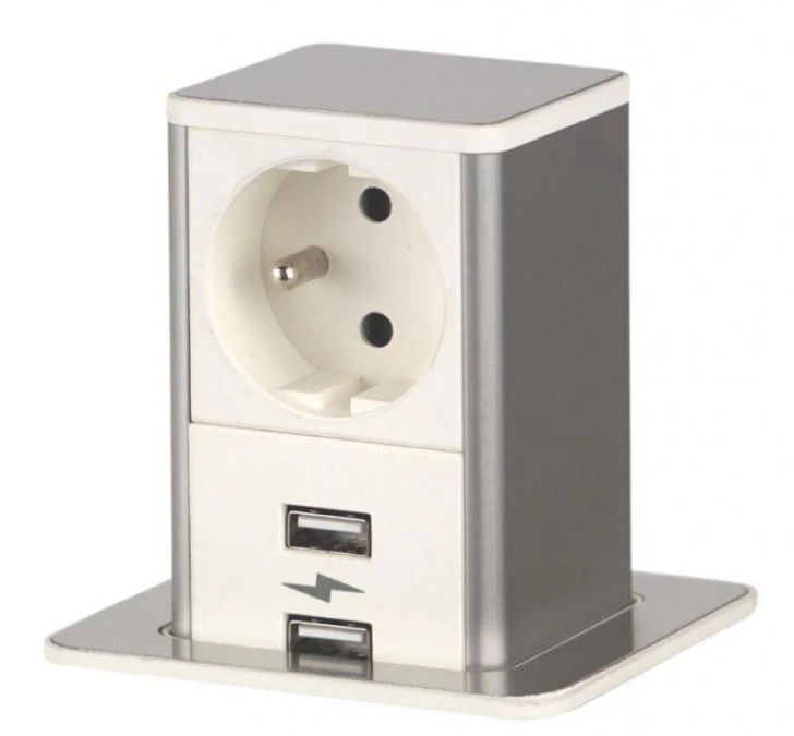 POP UP gniazdo W/I 1xUTE ład. USB A/A 12W przewód 2m z wtyczką czarny 8047