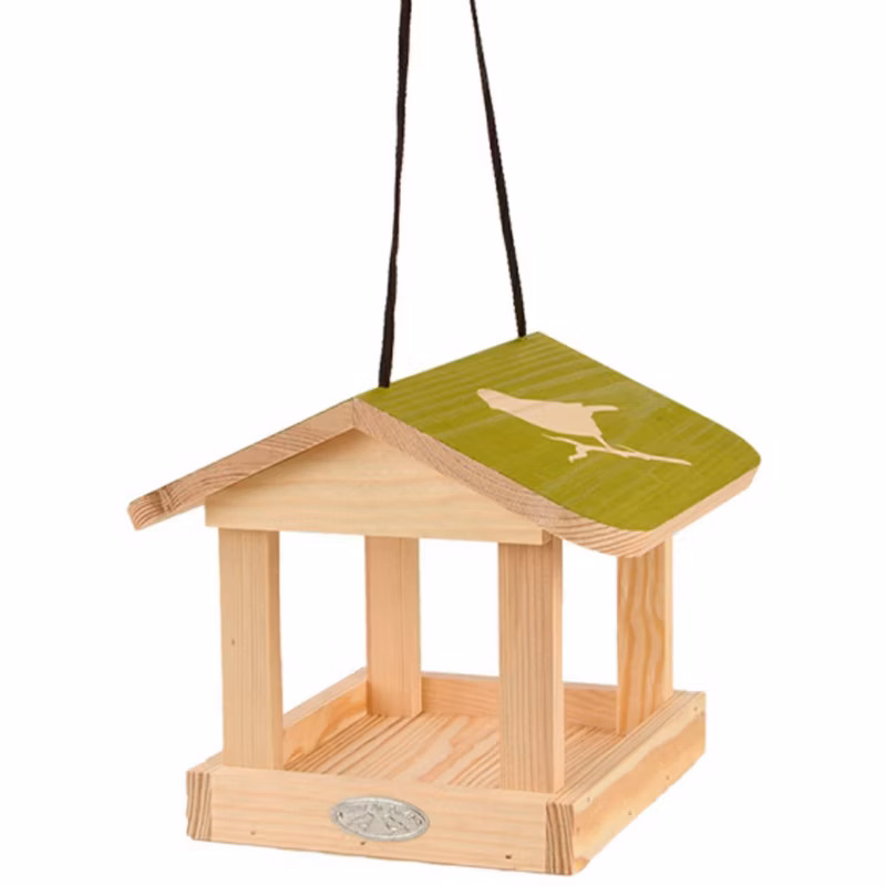 Karmnik dla ptaków wiszący Esschert Design drewniany z zielonym daszkiem 23,7×23,7×19,4 cm 1 szt.