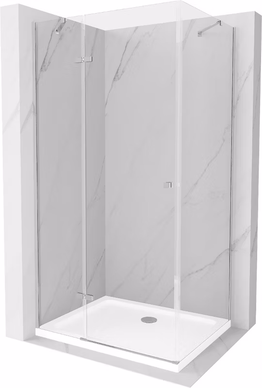 Kabina prysznicowa Mexen Roma uchylna 70 x 80 cm transparent chrom + brodzik Flat