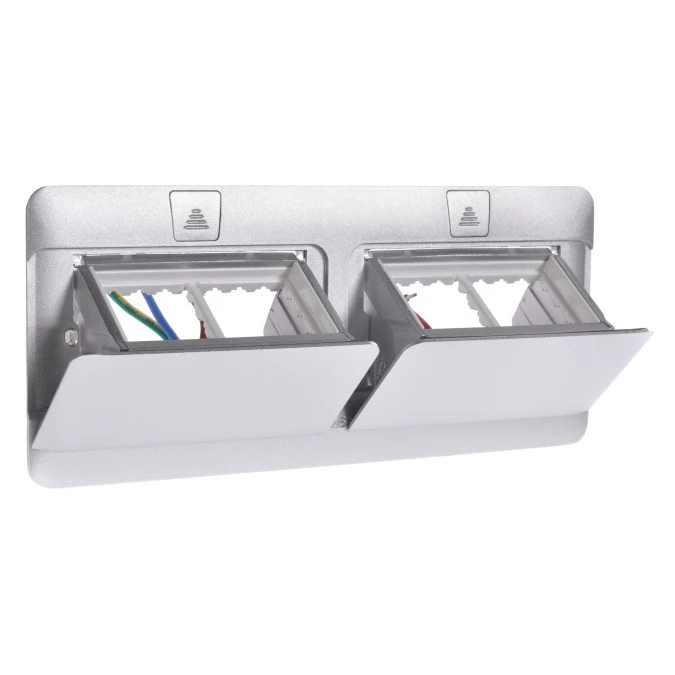 Pop‑up Puszka podłogowa 100x255x61,2mm 8‑modułowa aluminium 054013