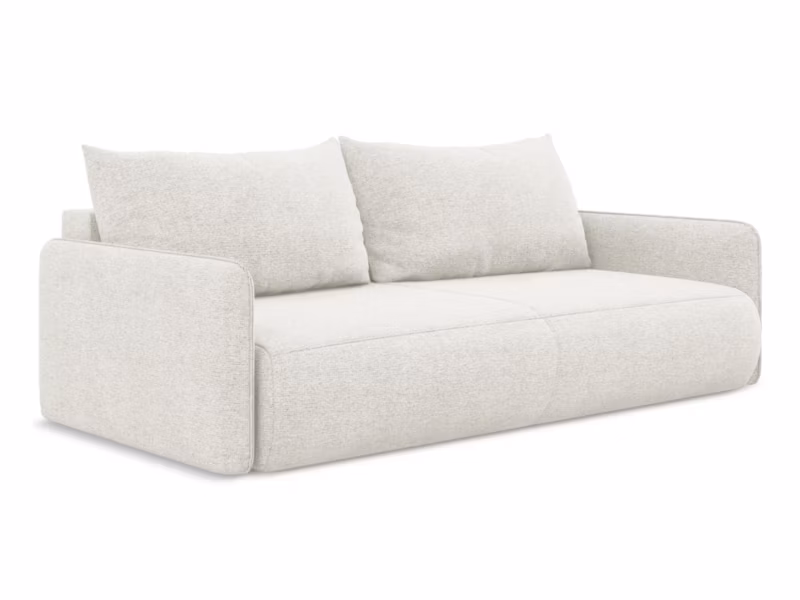 Kanapa 3-osobowa z funkcją spania LaMiaSofa PALERMO z tkaniny szenilowej 216×105 cm biały 1 szt.