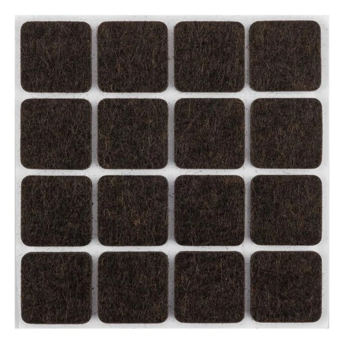Podkładki filcowe samoprzylepne, ciemnobrązowe 25×25 mm, 16 szt. /opak. = 10 zestawów/