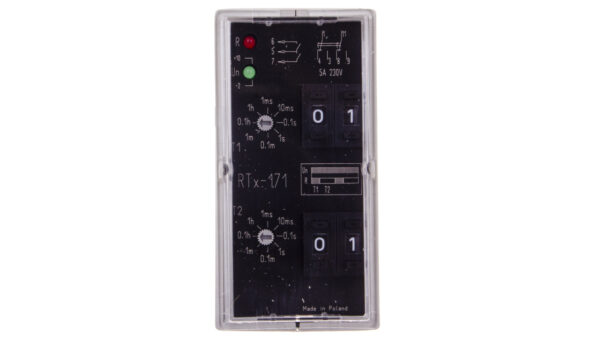 Przekaźnik czasowy 2P 5A 0,001sek-99h 220-230V AC/DC praca cykliczna,(start od załączenia na nastawiony czas) RTX-171 220/230