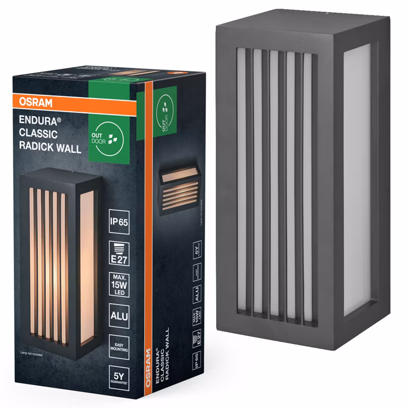 Kinkiet Ogrodowy Endura Osram Lampa Zewnętrzna E27 Szara IP65 1 szt.