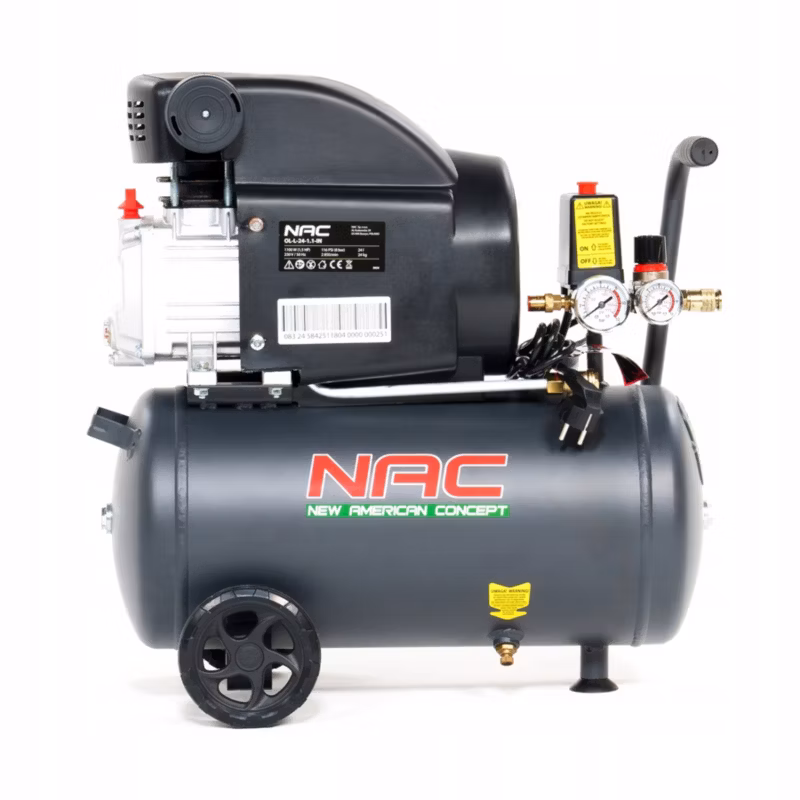 Kompresor olejowy NAC 24 l olejowy 1100 w 230 v 158 l/min 8 bar poziomy 1 szt.