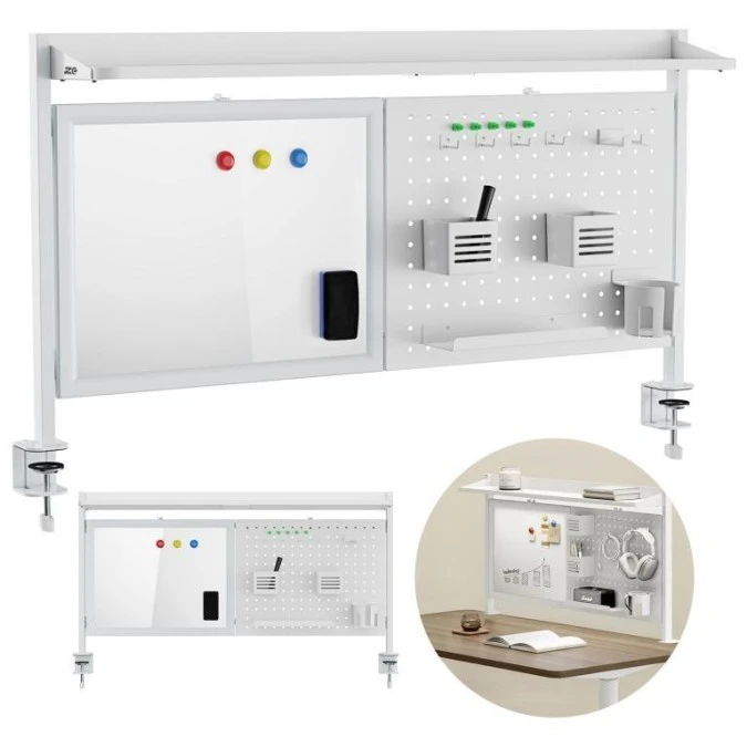 Przegroda biurkowa / organizer Ergo Office, max. obciążenie 10kg, biała tablica, szerokość 1116mm, biała, ER‑301 W