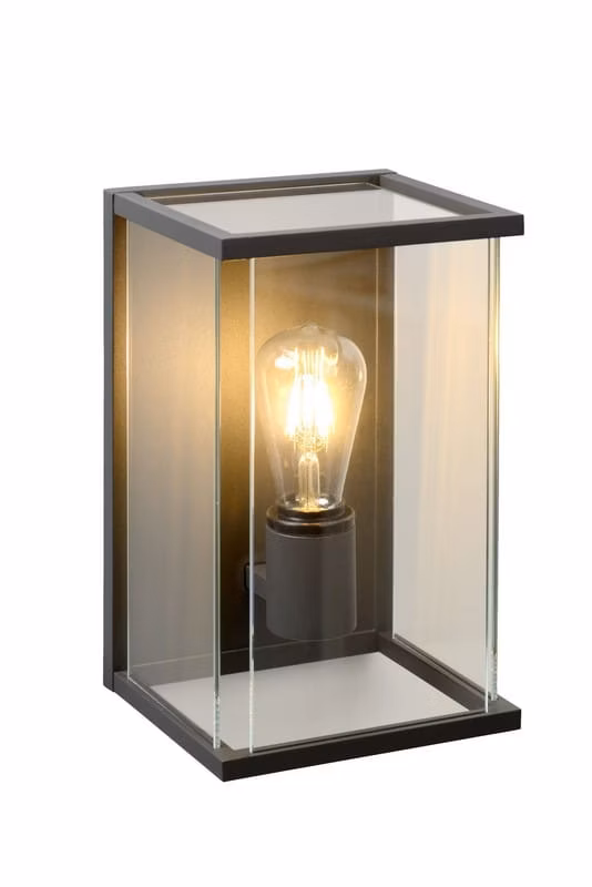 Kinkiet ścienny zewnętrzny Lucide Claire Led czarno-transparentny 1 x E27 x 60W IP54 wym: 30 x 17,5 x 18 cm – 1 szt.