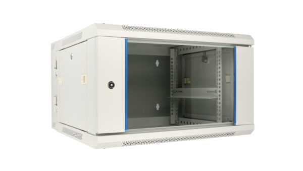 Szafa rack montowana na ścianie, dwusekcyjna Extralink 6U 600×600 AZH Szara