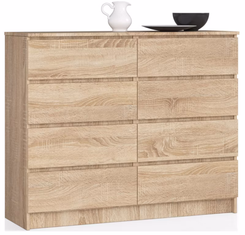 Komoda Akord K120 Dąb Sonoma 120 cm 8 szuflad kolor Dąb Sonoma mat 120x40x99 cm 1 szt.
