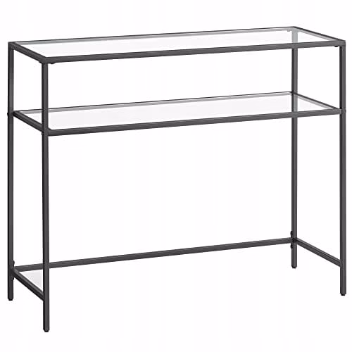 Konsola szklana Songmics 100 x 35 x 80 cm czarna metalowa szkło hartowane 1 szt.