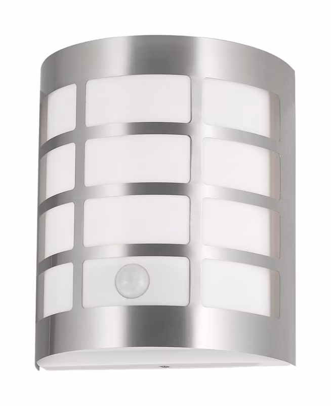 Kinkiet zewnętrzny z czujnikiem Rabalux Sevilla chrom satyna 1 x E27 x 11W IP44 wym: 21 x 16,5 x 9 cm – 1 szt.