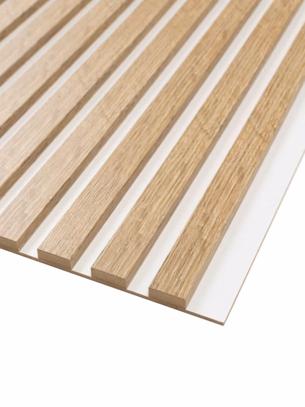 Lamele na Białym Filcu Ścienne Akustyczne SunWood Panel Dekoracyjny Dąb Cleveland 275×46 1 szt.