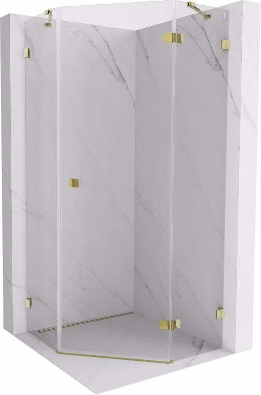 Kabina prysznicowa Mexen Lunar pięciokątna uchylna prawa 100 x 100 cm transparent złota 1 szt.