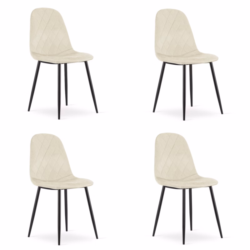Krzesło EDANTI, beż aksamit nowoczesny design 4 szt.
