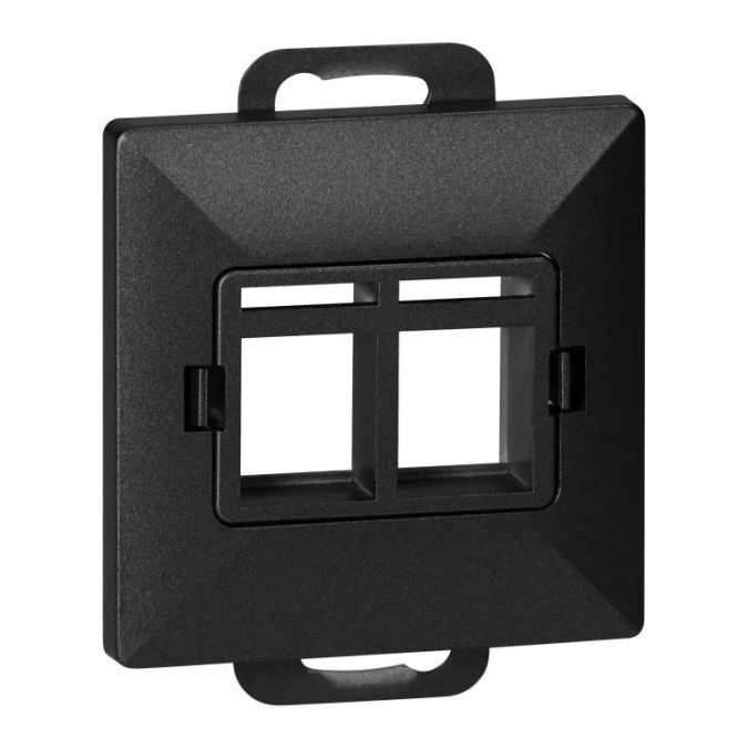 Płytka czołowa + 2xRJ45 Pearl, PC+ARJ45/P2, czarny,OR‑OE‑7717/2/B