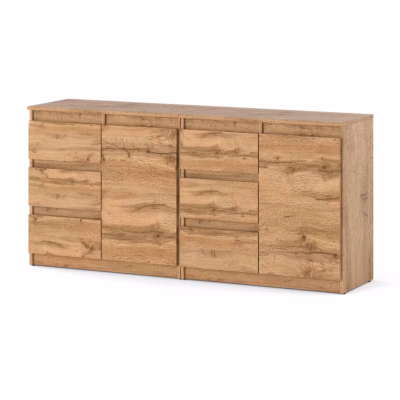 Komoda Hurtownia-Mebli Szuflady 6 Agna Mini 160cm Dąb Wotan Dąb Wotan 160x35x75 cm 1szt.