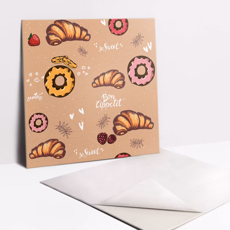Kafelki samoprzylepne Tulup 30×30 cm Słodycze rogalik i donut 9 szt.