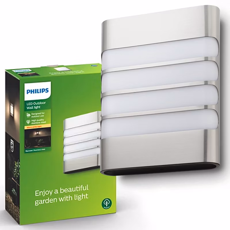 Kinkiet Ogrodowy Raccoon Philips Lampa Elewacyjna Zewnętrzna LED 3W 270lm 2700K IP44 Srebrna 1 szt.