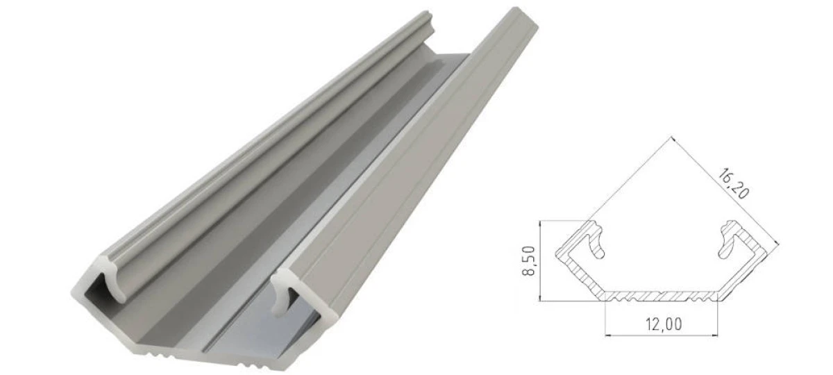 Narożny profil LED anoda srebrny 2010mm AL12‑GLC1‑AS‑2020 GLALU