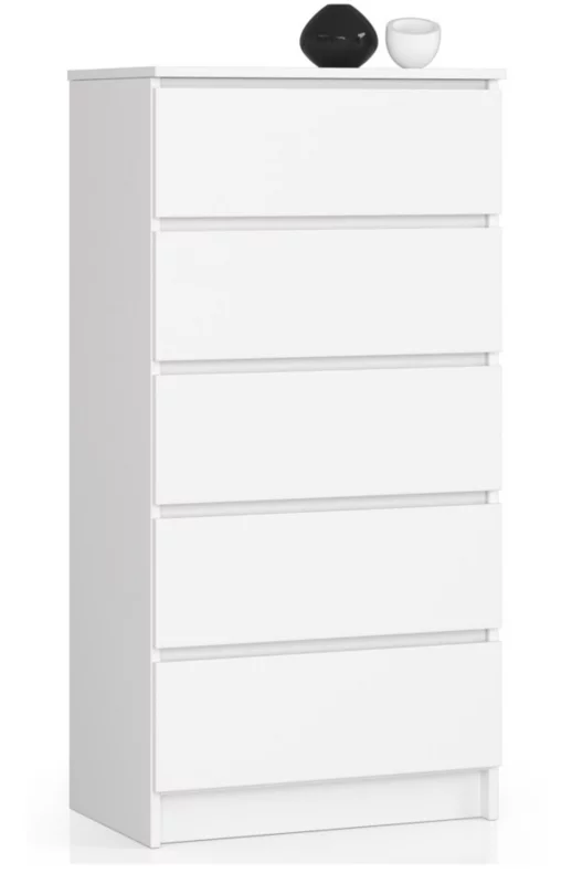 Komoda Akord K60 Biała 60 cm 5 szuflad kolor Biały mat 60x40x121 cm 1 szt.